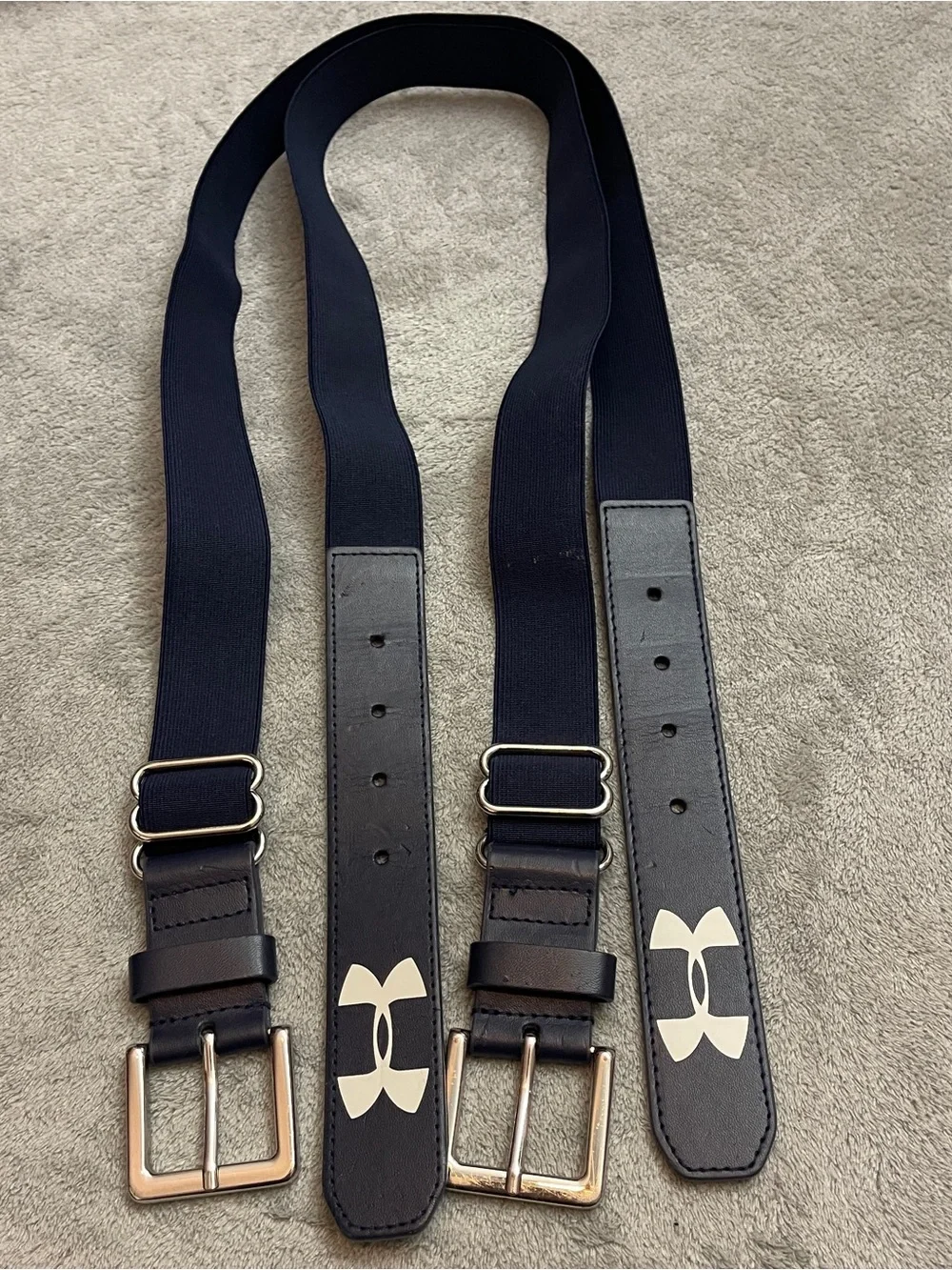 Youth Under Armour Blue Baseball Belt Elastic Adjustable Lot Of 2